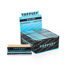 Load image into Gallery viewer, TOPPUFF Blue Rolling Paper with Rolling Tips, King Size Slim Cigarette Rolling Paper, Slow Burning Rolling Papers, 32 PCS / Pack 24 Packs / Box
