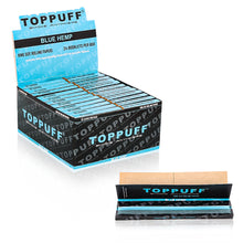 Load image into Gallery viewer, TOPPUFF Blue Rolling Paper with Rolling Tips, King Size Slim Cigarette Rolling Paper, Slow Burning Rolling Papers, 32 PCS / Pack 24 Packs / Box
