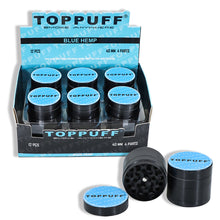 Load image into Gallery viewer, TOPPUFF Zinc Alloy Herb Grinder with Blue Lid Cover, 4 Lay Ø 40 Smoker Grinder, Premium Portable Tobacco Grinder, 12 PCS/ Box
