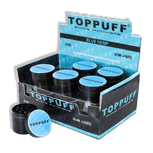 Load image into Gallery viewer, TOPPUFF Zinc Alloy Herb Grinder with Blue Lid Cover, 4 Lay Ø 40 Smoker Grinder, Premium Portable Tobacco Grinder, 12 PCS/ Box
