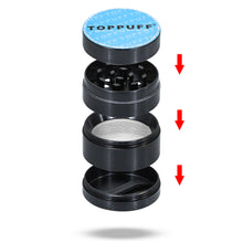 Load image into Gallery viewer, TOPPUFF Zinc Alloy Herb Grinder with Blue Lid Cover, 4 Lay Ø 40 Smoker Grinder, Premium Portable Tobacco Grinder, 12 PCS/ Box
