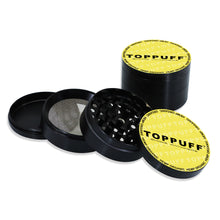 Load image into Gallery viewer, TOPPUFF Zinc Alloy Herb Grinder with Yellow Lid Cover, 4 Lay Ø 63 Smoker Grinder, Premium Portable Tobacco Grinder, 6 PCS/ Box
