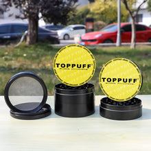 Load image into Gallery viewer, TOPPUFF Zinc Alloy Herb Grinder with Yellow Lid Cover, 4 Lay Ø 63 Smoker Grinder, Premium Portable Tobacco Grinder, 6 PCS/ Box
