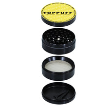 Load image into Gallery viewer, TOPPUFF Zinc Alloy Herb Grinder with Yellow Lid Cover, 4 Lay Ø 63 Smoker Grinder, Premium Portable Tobacco Grinder, 6 PCS/ Box
