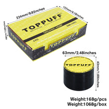 Load image into Gallery viewer, TOPPUFF Zinc Alloy Herb Grinder with Yellow Lid Cover, 4 Lay Ø 63 Smoker Grinder, Premium Portable Tobacco Grinder, 6 PCS/ Box
